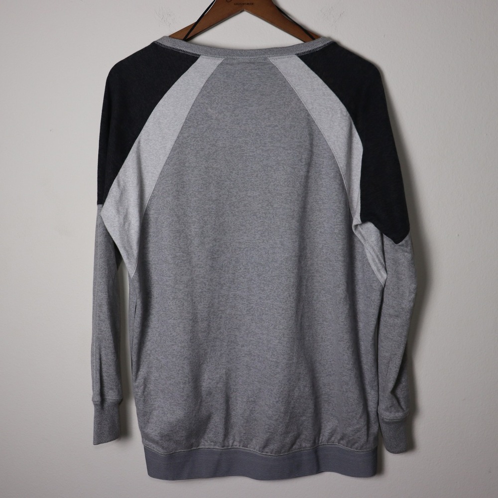 Nike Womens Colorblock Sweatshirt Grey Black Raglan Logo Pullover Medium - Picture 2 of 7